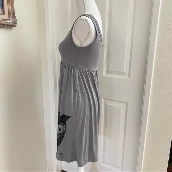 Daisy Shoppe Tank Babydoll Grey Dress Owl Graphic - Picture 3 of 7